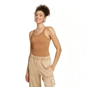 Wild Fable Women’s Light Brown Ribbed Tank Bodysuit Size XXL NWT